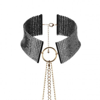 Чёрный ошейник с цепочками Desir Metallique Collar, Bijoux Indiscrets