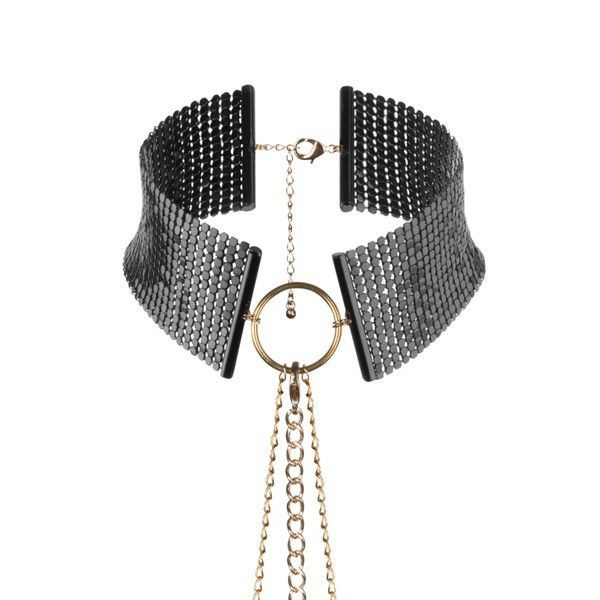 Чёрный ошейник с цепочками Desir Metallique Collar, Bijoux Indiscrets