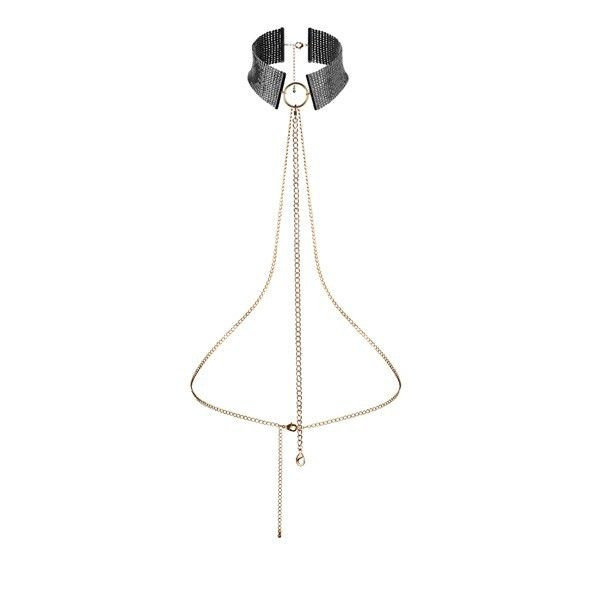 Чёрный ошейник с цепочками Desir Metallique Collar, Bijoux Indiscrets