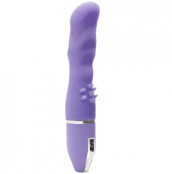 Фиолетовый вибратор PURRFECT SILICONE DELUXE VIBE с шипиками в основании - 15 см., Dream Toys