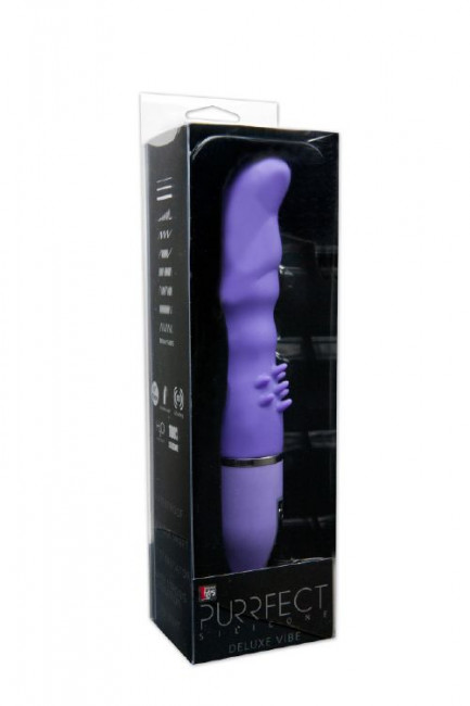 Фиолетовый вибратор PURRFECT SILICONE DELUXE VIBE с шипиками в основании - 15 см., Dream Toys Фиолетовый вибратор PURRFECT SILICONE DELUXE VIBE с шипиками в основании - 15 см., Dream Toys