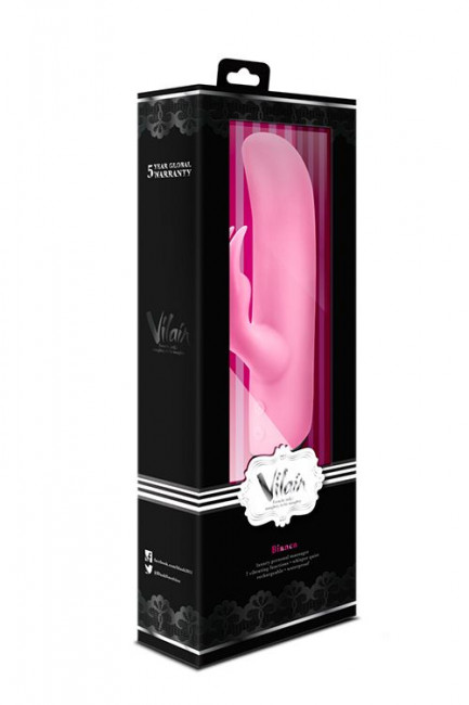 Розовый вибратор с клиторальным отростком VILAIN BIANCA PASSION - 18 см., Blush Novelties