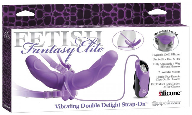 Женский вибрострапон с вагинальной пробкой Vibrating Double Delight Strap-On - 12,7 см., Pipedream Женский вибрострапон с вагинальной пробкой Vibrating Double Delight Strap-On - 12,7 см., Pipedream