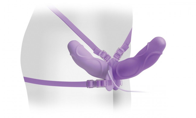 Женский вибрострапон с вагинальной пробкой Vibrating Double Delight Strap-On - 12,7 см., Pipedream Женский вибрострапон с вагинальной пробкой Vibrating Double Delight Strap-On - 12,7 см., Pipedream
