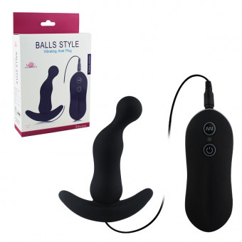 Вибростимулятор анальный Balls Style Vibrating Anal Plug чёрного цвета, Howells