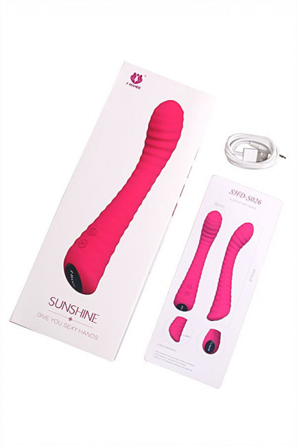 Розовый ребристый вибратор S-HANDE Sunshine - 21,1 см., S-HANDE