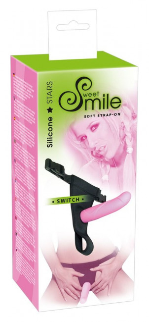Розовый страпон на трусиках с регулируемыми бретелями Smile - 16 см., Orion