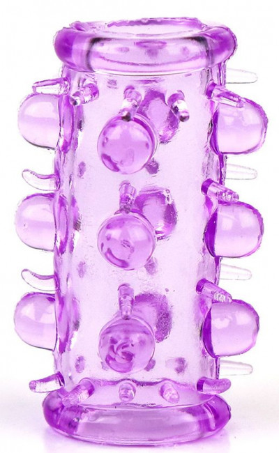Фиолетовая насадка на фаллос с шипами и бусинами, Sextoy 2011