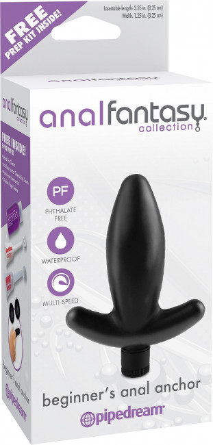 Чёрная анальная вибропробка Beginners Anal Anchor - 10 см., Pipedream
