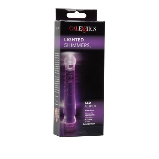 Фиолетовый вибратор LED Glider с подсветкой - 16,5 см. Фиолетовый вибратор LED Glider с подсветкой - 16,5 см.