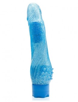 Голубой водонепроницаемый вибратор JELLY JOY ROUGH RIDGES MULTISPEED VIBE - 18 см., Dream Toys