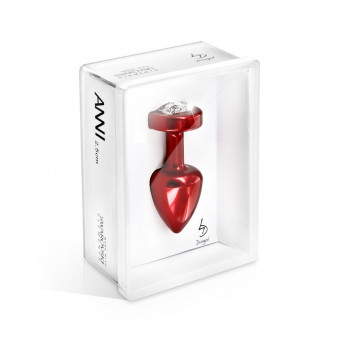 Красная анальная пробка с кристаллом-сердцем Anni R Heart Red T1 - 6 см., DIOGOL