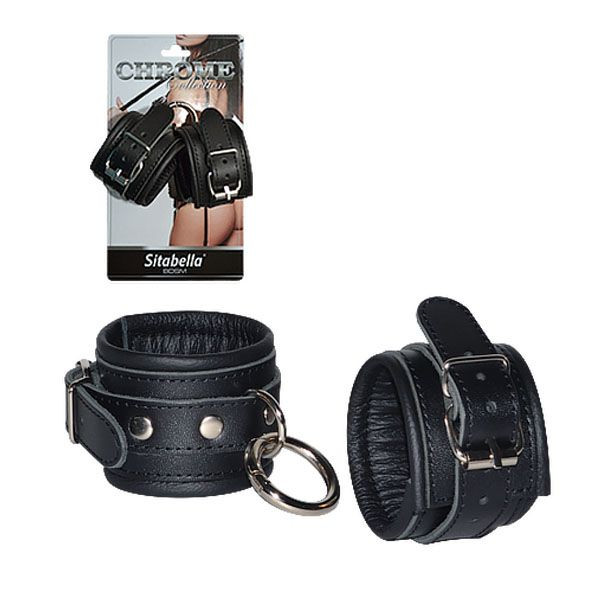 Кожаные наручники с круглым карабином Sitabella Chrome Collection, Sitabella