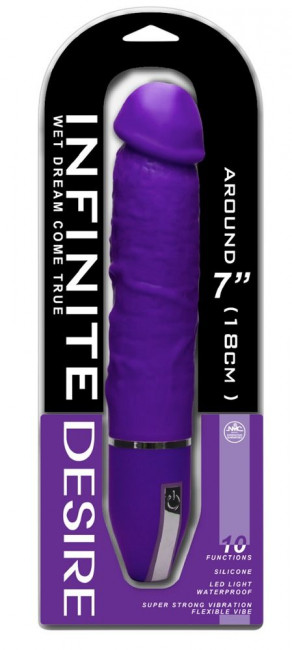 Фиолетовый вибратор-реалистик Infinite Desire - 26 см., NMC