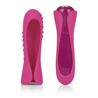 Розовый мини-вибромассажер с двумя сменными насадками Io Pink - 10,7 см., Jopen