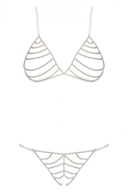 Комплект Perlash из белых бусин, Obsessive Комплект Perlash из белых бусин, Obsessive