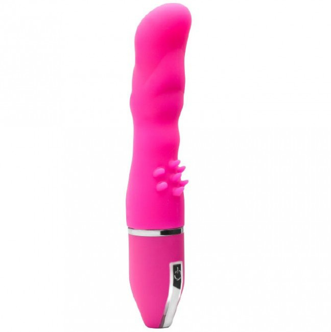 Розовый вибратор PURRFECT SILICONE DELUXE VIBE с шипиками в основании - 15 см., Dream Toys