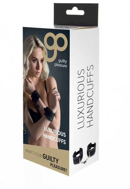 Чёрные полиуретановые наручники Luxurious Handcuffs, Blush Novelties Чёрные полиуретановые наручники Luxurious Handcuffs, Blush Novelties