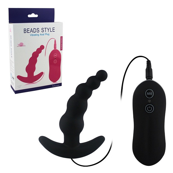 Вибростимулятор анальный Beads Style Vibrating Anal Plug чёрного цвета, Howells