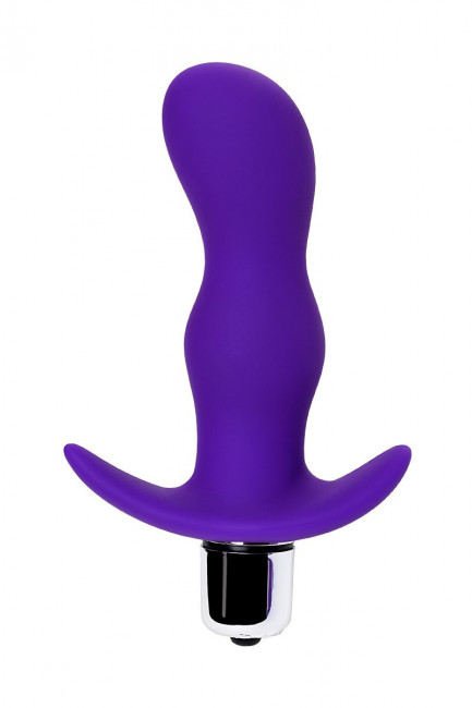 Фиолетовая изогнутая анальная вибропробка - 11,2 см., A-toys