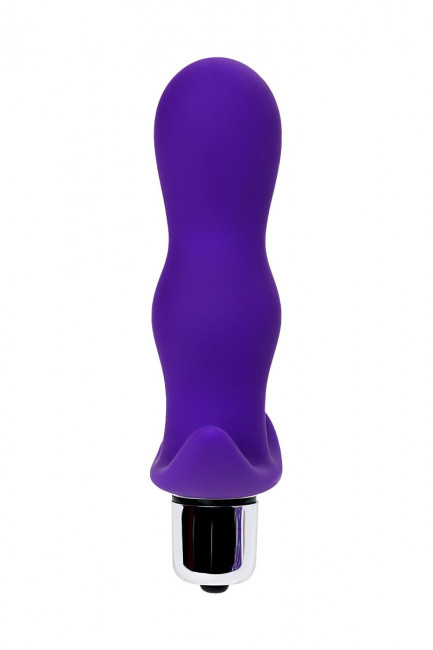 Фиолетовая изогнутая анальная вибропробка - 11,2 см., A-toys