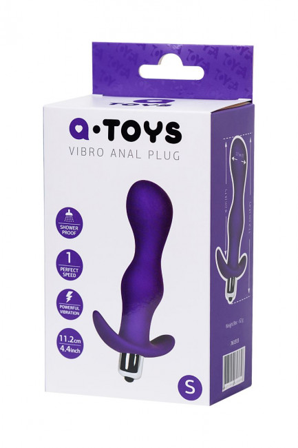 Фиолетовая изогнутая анальная вибропробка - 11,2 см., A-toys