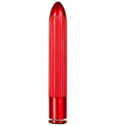 Красный классический вибратор с ребрышками METALLIX BELICOSO RIBBED VIBRATOR - 11,5 см., Dream Toys