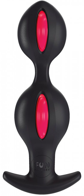 Чёрно-малиновые анальные шарики B Balls Duo - 12,5 см., Fun Factory