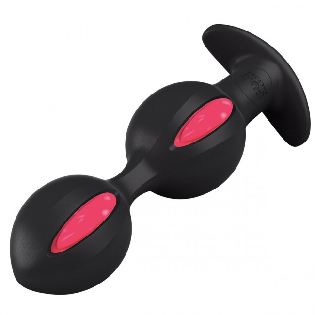 Чёрно-малиновые анальные шарики B Balls Duo - 12,5 см., Fun Factory