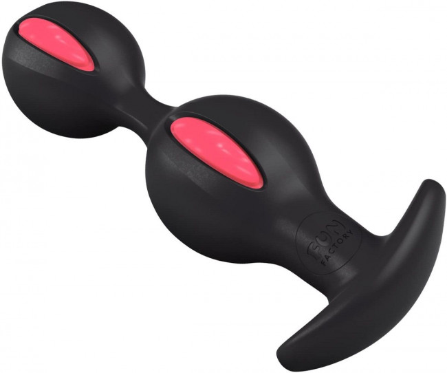 Чёрно-малиновые анальные шарики B Balls Duo - 12,5 см., Fun Factory