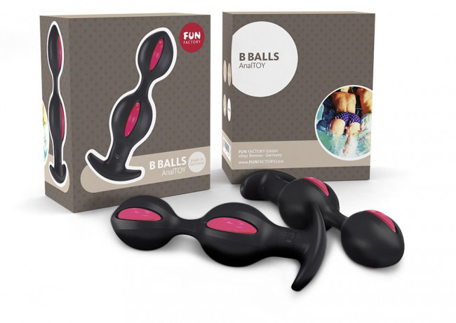 Чёрно-малиновые анальные шарики B Balls Duo - 12,5 см., Fun Factory