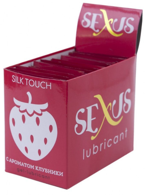Набор из 50 пробников увлажняющей гель-смазки с ароматом клубники Silk Touch Stawberry  по 6 мл. каждый, Sexus