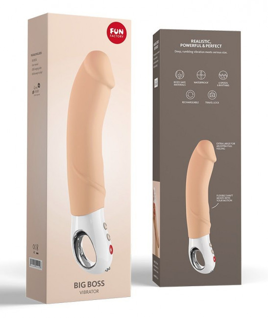 Телесный вибратор Big Boss - 23,5 см., Fun Factory Телесный вибратор Big Boss - 23,5 см., Fun Factory