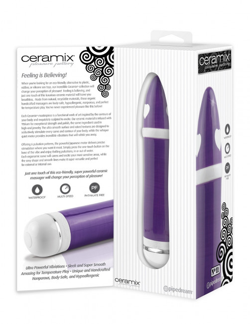Гладкий керамический вибромассажер с сердечками Ceramix №11 - 20,3 см., Pipedream