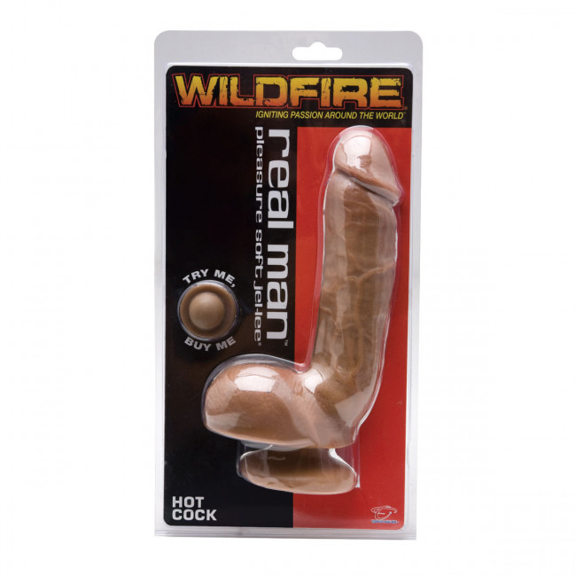 Темнокожий фаллоимитатор Wildfire Real Man Jel-Lee Hot Cock Dark - 20 см., Topco Sales