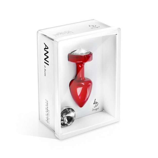 Красная анальная пробка с 2 сменными кристаллами Anni Magnet T3 Red Cristal/black - 9 см., DIOGOL
