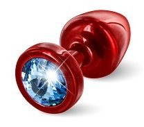 Красная пробка с голубым кристаллом ANNI round Red T1 Blue - 6 см., DIOGOL