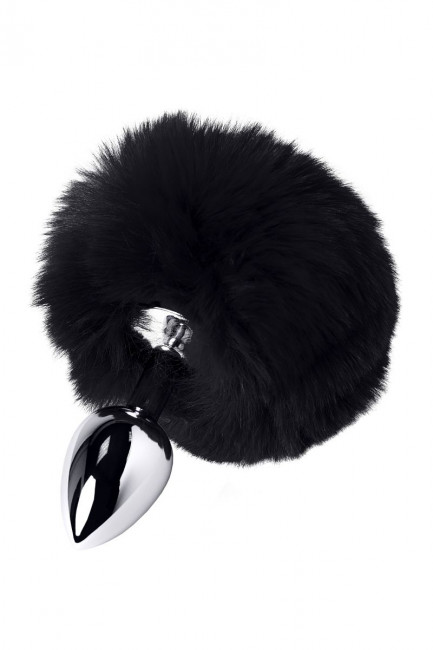Серебристая анальная втулка TOYFA Metal с черным хвостиком, ToyFa Серебристая анальная втулка TOYFA Metal с черным хвостиком, ToyFa