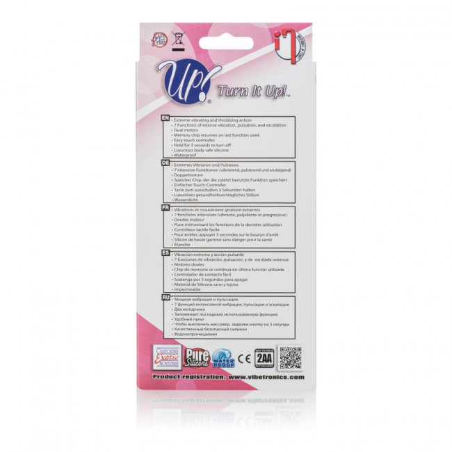 Вибромассажер с клиторальной стимуляцией Turn it Up! 7-Function Silicone Massager - 20,3 см., California Exotic Novelties