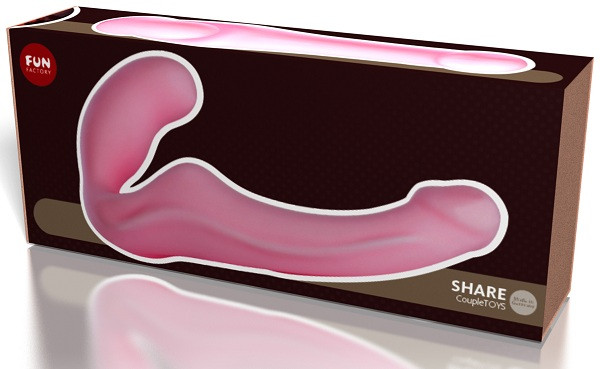 Безремневой розовый страпон Share, Fun Factory