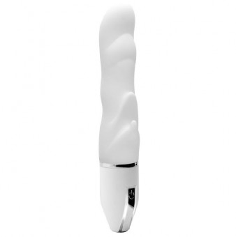 Белый волнообразный вибратор PURRFECT SILICONE DELUXE VIBE - 15 см., Dream Toys