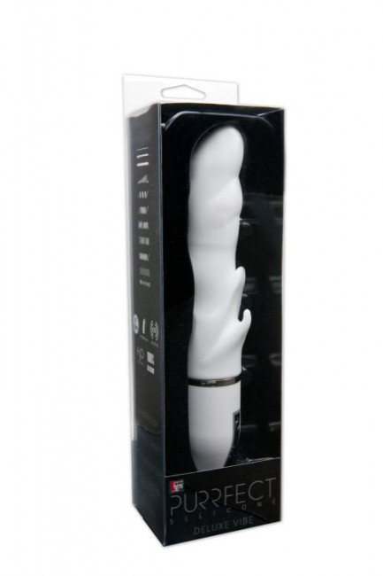 Белый волнообразный вибратор PURRFECT SILICONE DELUXE VIBE - 15 см., Dream Toys