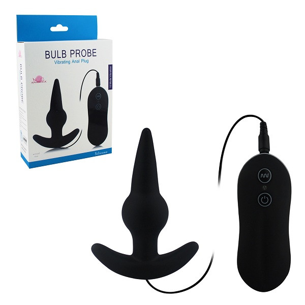 Чёрная анальная пробка Bulb Probe Vibrating Anal Plug с вибрацией, Howells