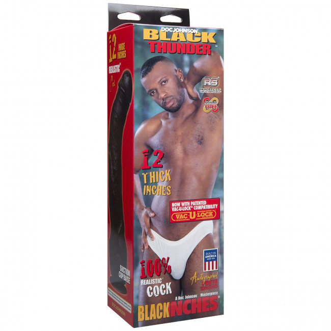 Коричневый фаллоимитатор Black Thunder - 31,2 см., Doc Johnson