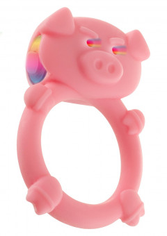 Розовое кольцо на пенис с вибрацией MAD PIGGY C-RING , Toy Joy