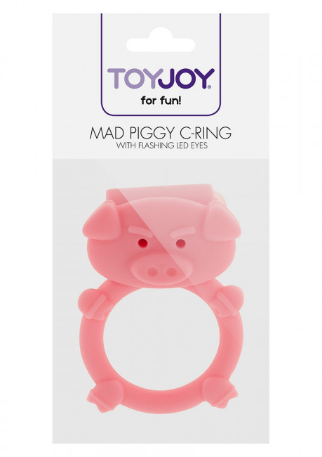 Розовое кольцо на пенис с вибрацией MAD PIGGY C-RING , Toy Joy