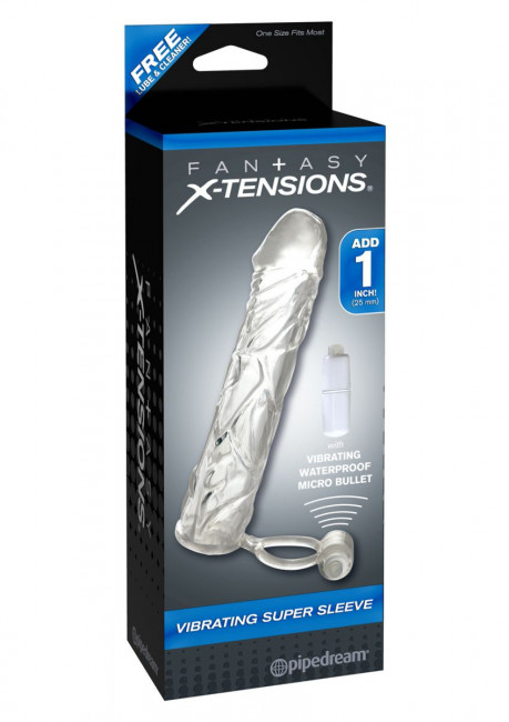 Удлиняющая насадка VIBRATING SUPER SLEEVE из прозрачного материала - 16 см., Pipedream Удлиняющая насадка VIBRATING SUPER SLEEVE из прозрачного материала - 16 см., Pipedream