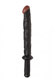 Чёрный фаллоимитатор с ручкой BIGSTUFF DONG WITH HANDLE - 47 см., Dream Toys