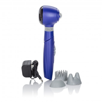 Синий вибромассажёр с 3 сменными насадками Infrared Rechargeable Massager, California Exotic Novelties