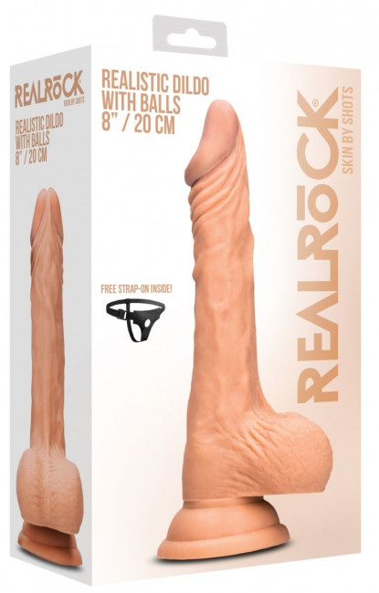 Телесный фаллоимитатор Realistic Dildo With Balls - 20 см.